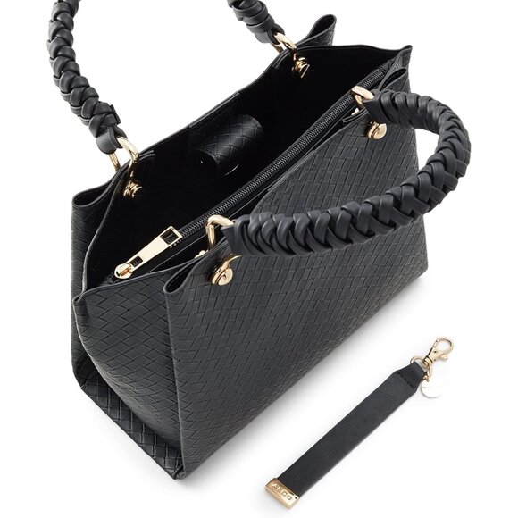 Gloadithh Medium Black Tote Bag with Leather Lining - Perfect Everyday Handbag - Picture 3 of 6